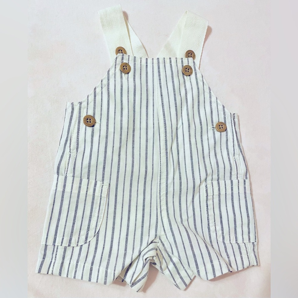 Carter’s Linen Striped Short Overalls Newborn